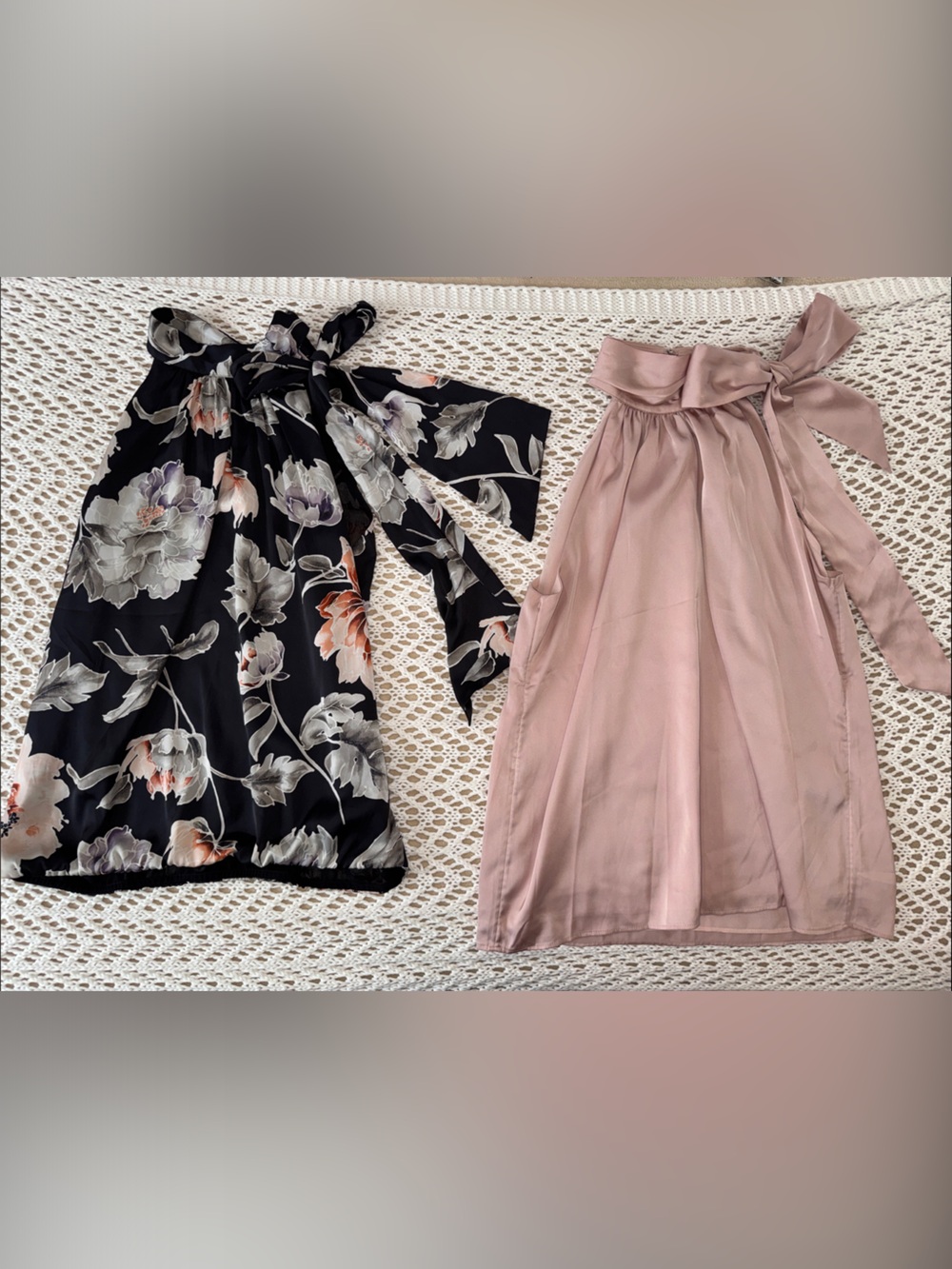 WHBM Set 2 Floral Black & Blush Pink Set,  S